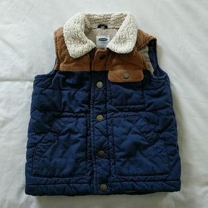 Corduroy and Sherpa embellished boys vest